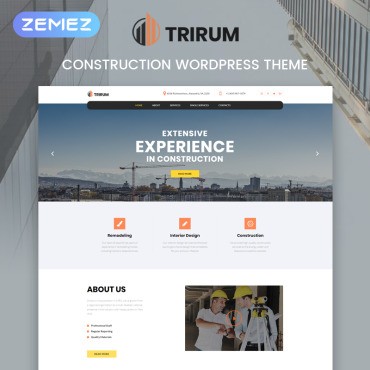 Трирум - строительный многоцелевой современный элемент. WordPress  шаблон. Артикул 79035