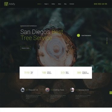 Arbify - Лесоруб и обрезка деревьев. WordPress  шаблон. Артикул 98415