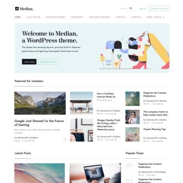 Median - блог, вдохновленный дизайном Medium. WordPress  шаблон. Артикул 96287