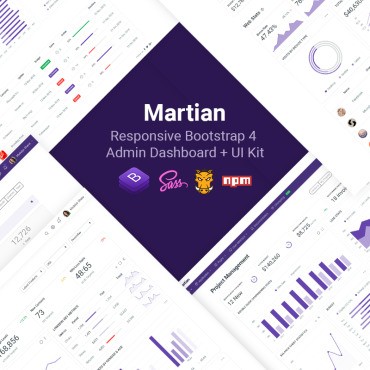 Martian - удобный для загрузки Bootstrap 4 + UI Kit. Шаблон админки. Артикул 76873