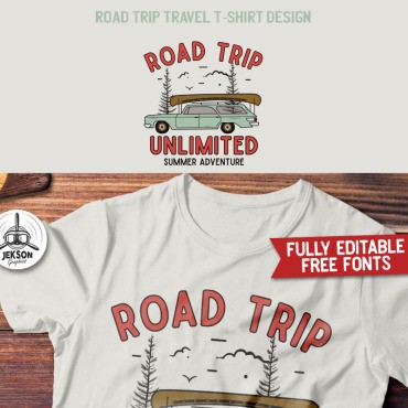 Road Travel Travel Design. Шаблон для дизайна футболки. Артикул 88071