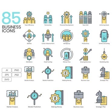85 Business Icons - Aqua Series.  .  89741