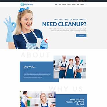 Большая уборка - отзывчивые услуги по уборке. WordPress  шаблон. Артикул 64521