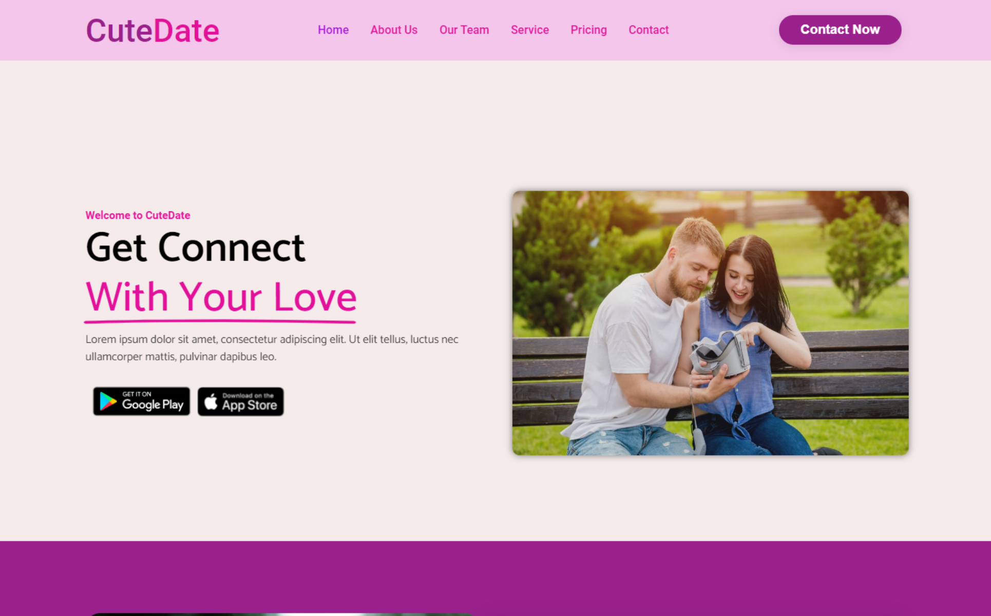 Тема WordPress для портфолио знакомств и целевой страницы Cute-Date