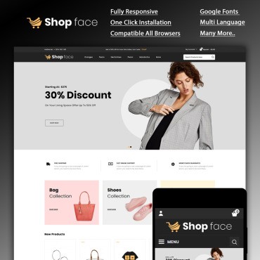Shopface - Магазин модной одежды. OpenCart шаблон. Артикул 86121