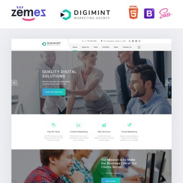 Digimint - Бизнес-сервисы Чистый HTML. Шаблон Landing Page. Артикул 79341