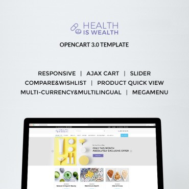 Здоровье - это богатство - Адаптивный. OpenCart шаблон. Артикул 67020