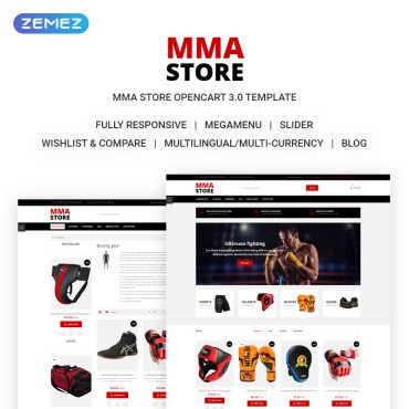 MMA Store - Интернет-магазин Brutal MMA Sports Gear. OpenCart шаблон. Артикул 71954