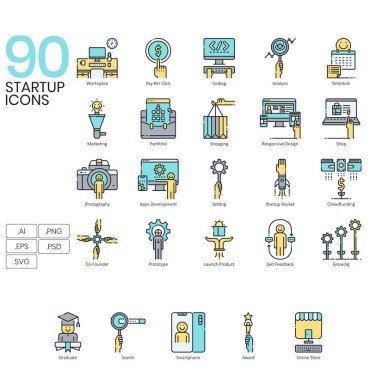 90 Startup Icons - Aqua Series.  .  89611