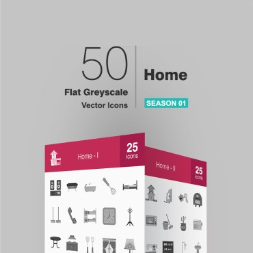 50 Home Flat Greyscale.  .  91087