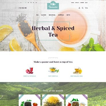 Tearider - Адаптивный травяной и пряный чай. PrestaShop тема. Артикул 63336
