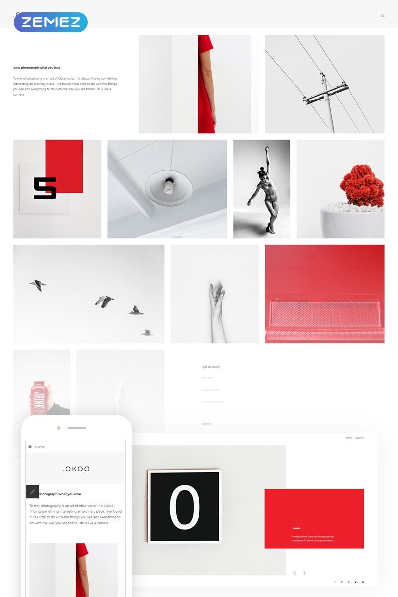 .OKOO - Портфолио фотографа. Joomla шаблон. Артикул 69113