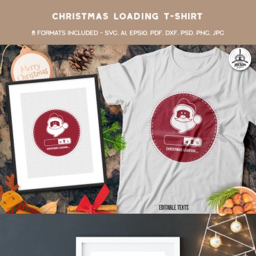 Рождество Загрузка. Шаблон для дизайна футболки. Артикул 88849
