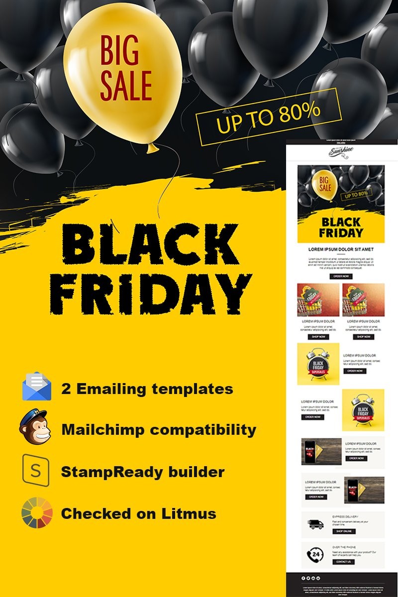 Адаптивная электронная почта в Черную пятницу + StampReady Builder