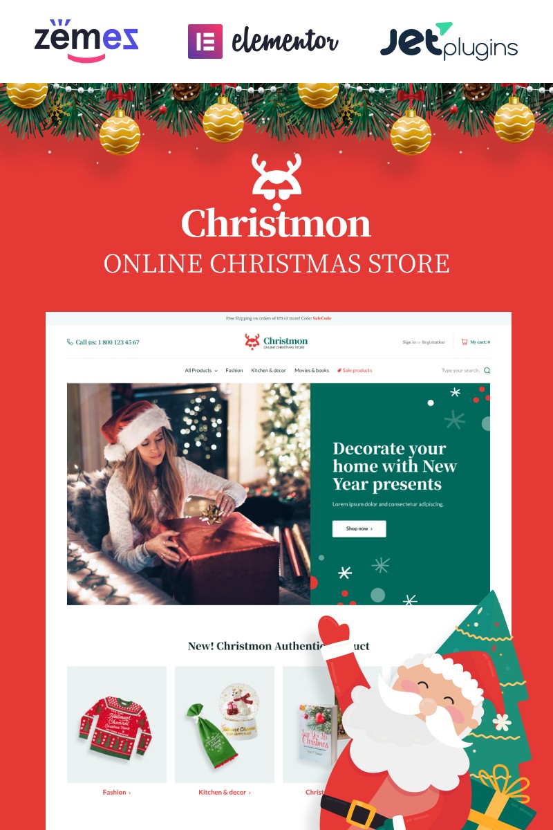 Christmon - сайт электронной коммерции рождественских ремесел. WooCommerce тема. Артикул 89308