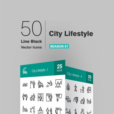 50 City Lifestyle Line. Набор иконок. Артикул 92589