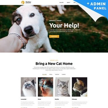 Приют - Усыновление домашних животных. Шаблон Landing Page. Артикул 94868