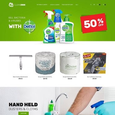 CleanJinn - Магазин моющих средств и инструментов, адаптивный. Шаблон Magento. Артикул 62251