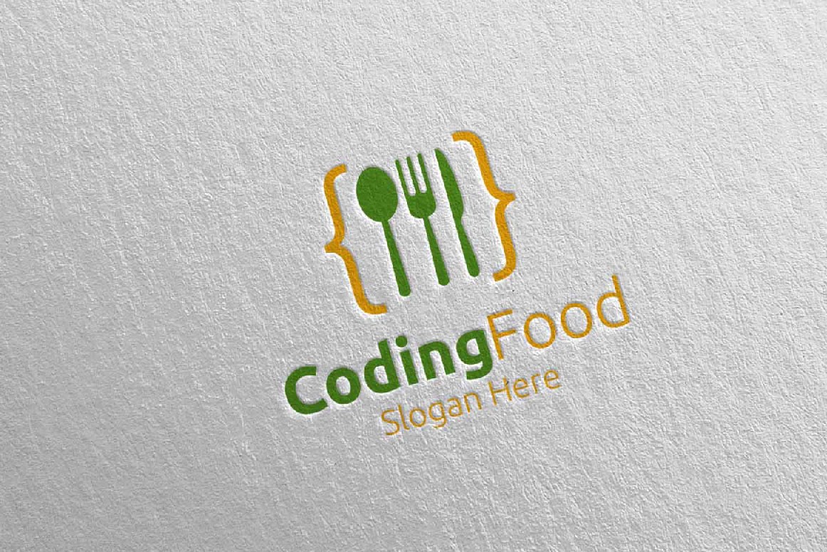 Кодирование еды для ресторана или кафе 36. Шаблон логотипа. Артикул 95467