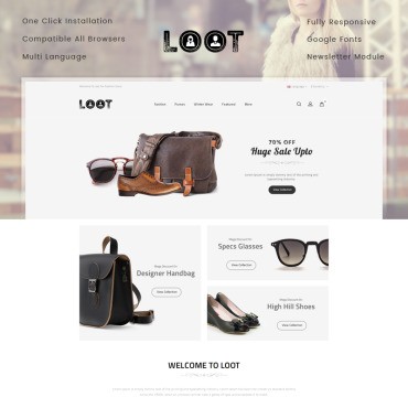 LOOT - Магазин модной одежды. OpenCart шаблон. Артикул 77249
