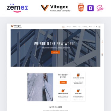 Vitagex - строительная компания Multipage Modern HTML. Шаблон веб сайта. Артикул 86973