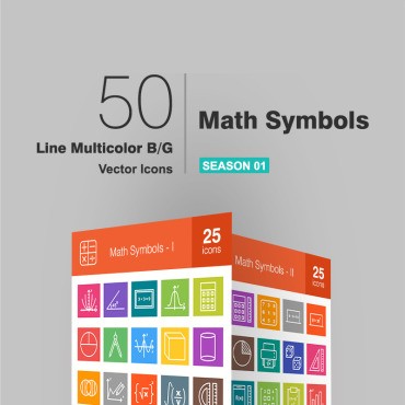 50 Math Symbols Line Многоцветный B / G. Набор иконок. Артикул 93600
