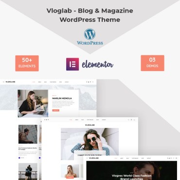 Vloglab - блог и журнал. WordPress  шаблон. Артикул 98411