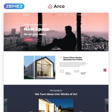 Arco - портфолио элегантного архитектора HTML. Шаблон Landing Page. Артикул 69906