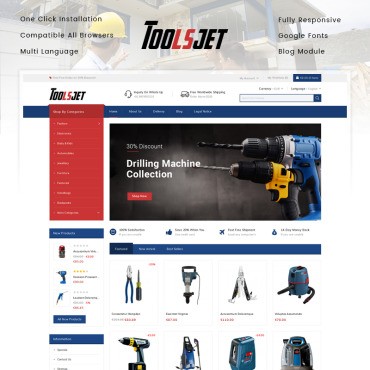 Toolsjet - Магазин оборудования. PrestaShop тема. Артикул 86161