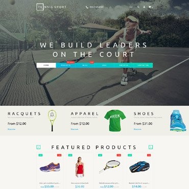 Tennis Sport - Спортивная одежда и теннисные принадлежности. Shopify шаблон. Артикул 62004