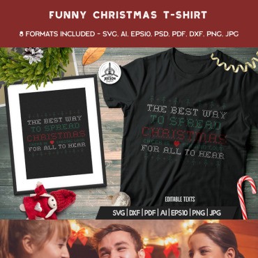 Веселый уродливый рождественский дизайн. Шаблон для дизайна футболки. Артикул 90903
