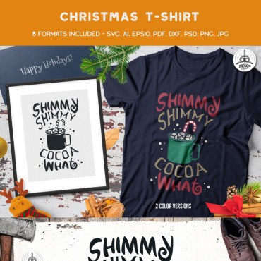 Shimmy Shimmy Hot Cocoa. Шаблон для дизайна футболки. Артикул 88670