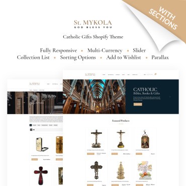 St.Mykola - католический магазин. Shopify шаблон. Артикул 67677