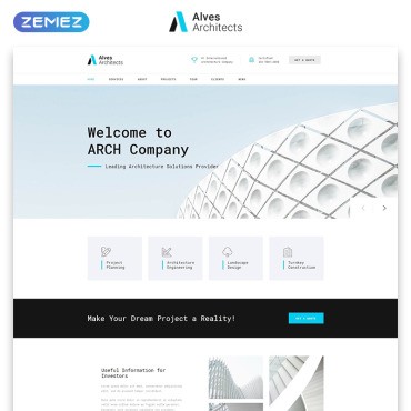 Alves Architects - Легкая архитектурная компания HTML. Шаблон Landing Page. Артикул 73838