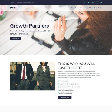 Divine - бизнес-консалтинг HTML5 Landing Page. Шаблон Landing Page. Артикул 71174