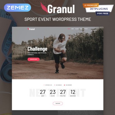 Granul - многофункциональный современный спортивный элемент Sport Event. WordPress  шаблон. Артикул 81702