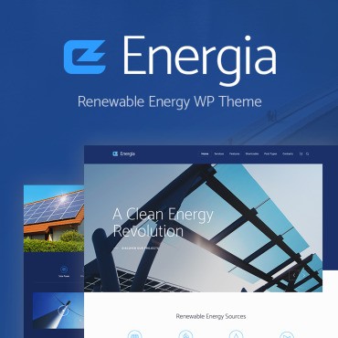 Энергия - Возобновляемая энергия и окружающая среда. WordPress  шаблон. Артикул 70903