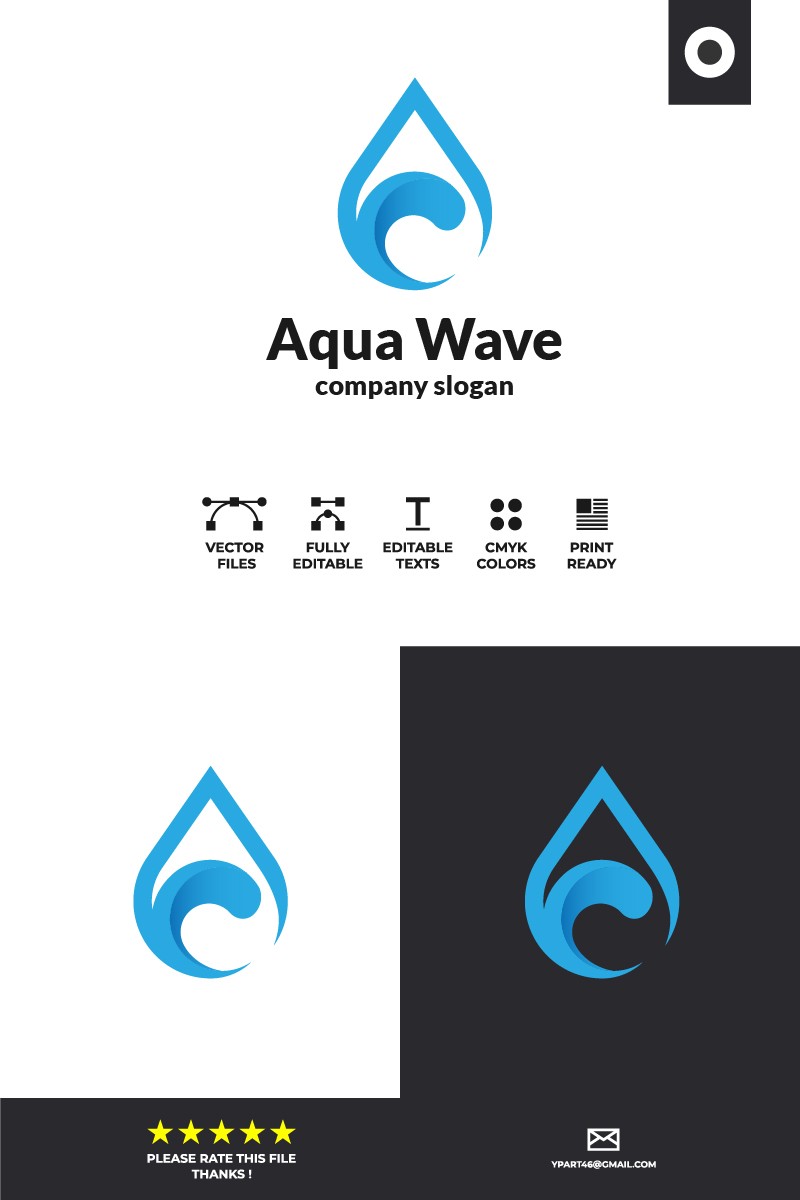 Aqua Wave Colorful. Шаблон логотипа. Артикул 98220