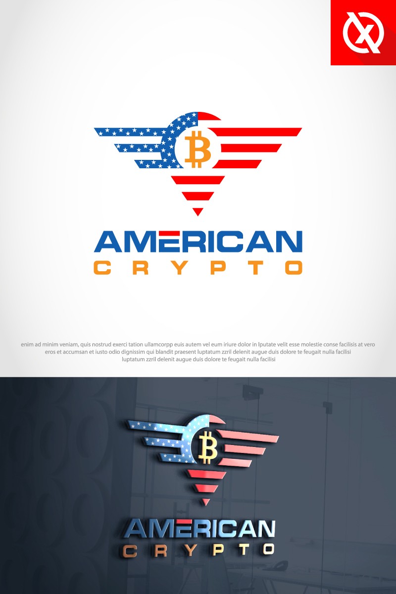 Американский криптовалютный дизайн. Шаблон логотипа. Артикул 98234