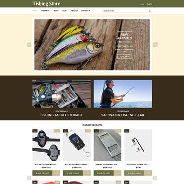 Рыболовный магазин - Рыболовные снасти и оборудование. Shopify шаблон. Артикул 62317