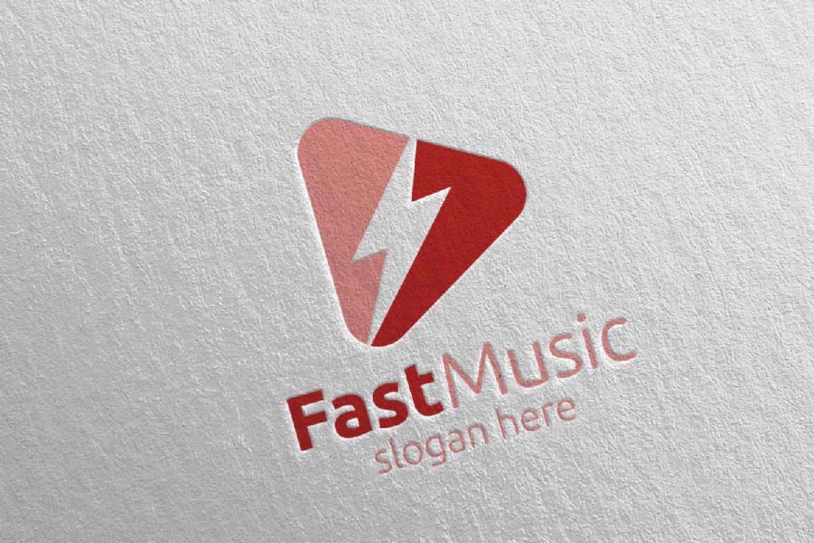 Музыка с концепцией Fast and Play 72. Шаблон логотипа. Артикул 95174