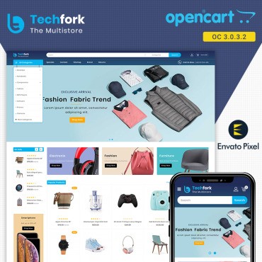 Techfork - Магазин электроники. OpenCart шаблон. Артикул 87169
