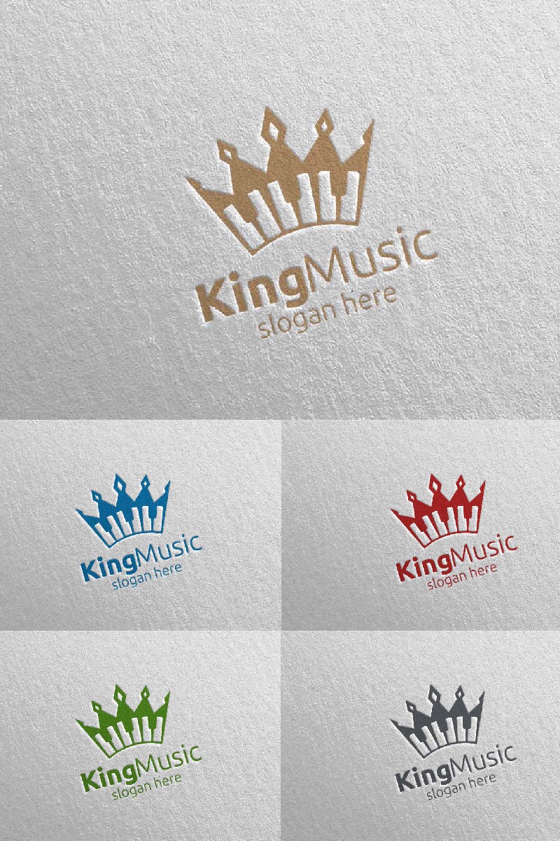 Музыка с концепцией короля и фортепиано 27. Шаблон логотипа. Артикул 94988