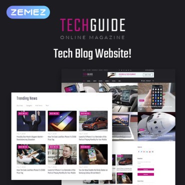 Techguide - Технический блог Elementor. WordPress  шаблон. Артикул 71739