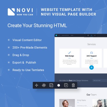 Novi - многофункциональный корпоративный и бизнес с HTML Builder. Шаблон веб сайта. Артикул 65992