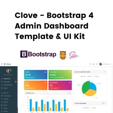 Clove - Адаптивный Bootstrap 4 Шаблон панели администратора. Шаблон админки. Артикул 88721