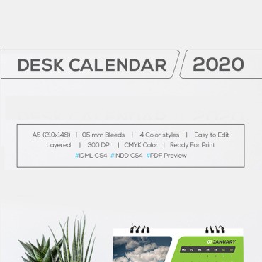 Настольный календарь 2020 с 4 цветовыми стилями. Планировщик. Артикул 90930