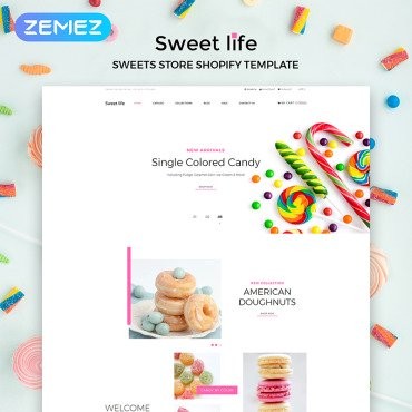 Sweet Life - Многостраничный магазин Sweet Store. Shopify шаблон. Артикул 83883