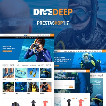 DiveDeep - оборудование для подводного плавания. PrestaShop тема. Артикул 69781