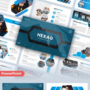 Hexag - . PowerPoint .  95977